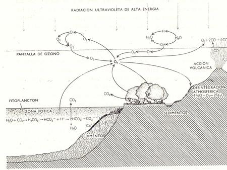 Representación esquemática de la estructura vertical de la atmósfera