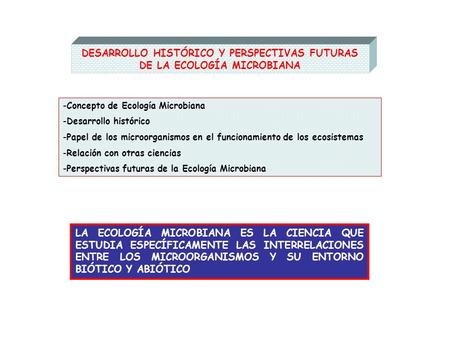 DESARROLLO HISTÓRICO Y PERSPECTIVAS FUTURAS DE LA ECOLOGÍA MICROBIANA