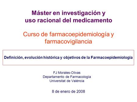 Curso de farmacoepidemiología y farmacovigilancia