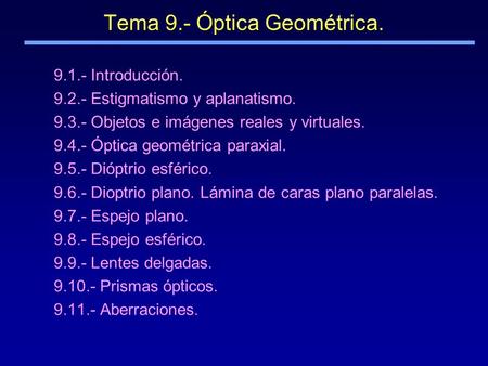 Tema 9.- Óptica Geométrica.