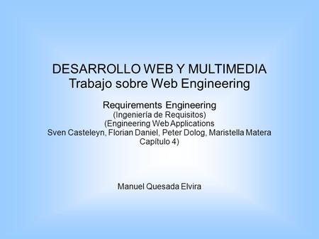 DESARROLLO WEB Y MULTIMEDIA Trabajo sobre Web Engineering