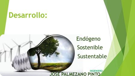 Desarrollo: Sostenible Endógeno Sustentable JOSE PALMEZANO PINTO