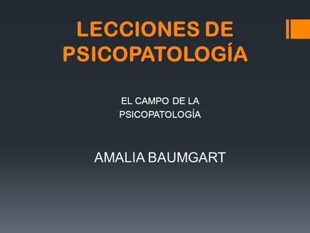 LECCIONES DE PSICOPATOLOGÍA