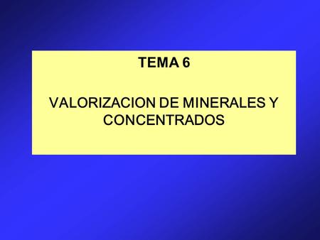 TEMA 6 VALORIZACION DE MINERALES Y CONCENTRADOS