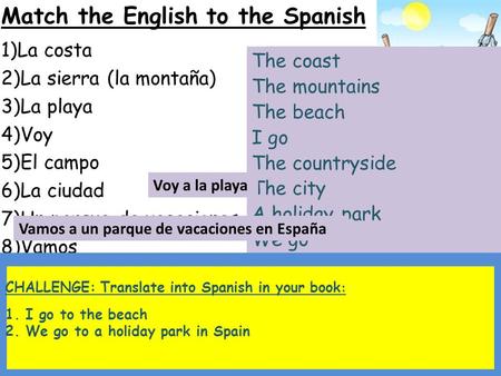 Match the English to the Spanish