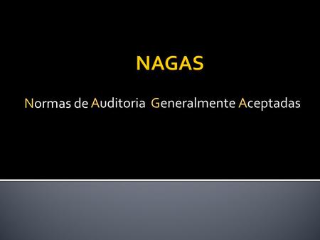 NAGAS Normas de Auditoria Generalmente Aceptadas.