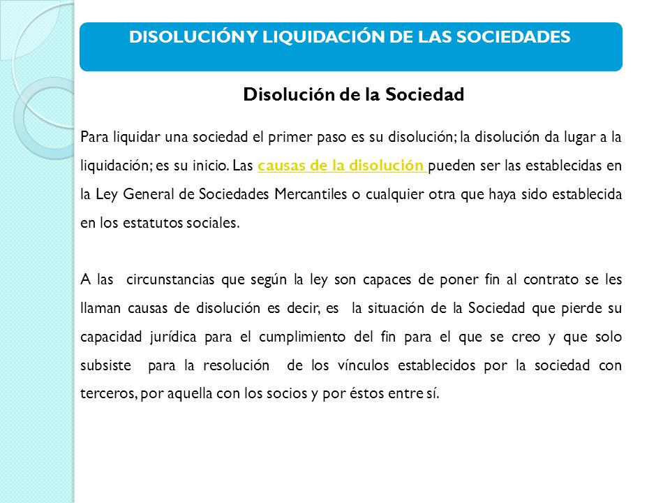 DISOLUCIÓN Y LIQUIDACIÓN DE LAS SOCIEDADES - ppt video online descargar
