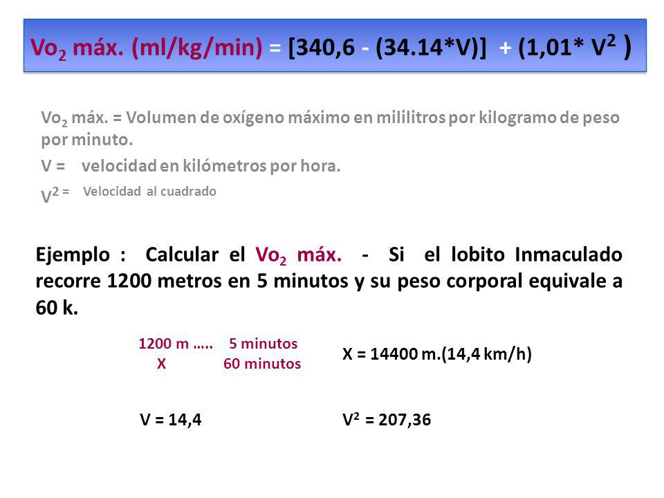 Vo2 máx. (ml/kg/min) = [340,6 - (34.14*V)] + (1,01* V2 ) - ppt descargar