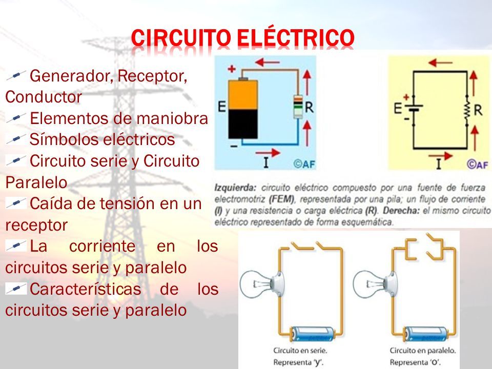 Generador, Receptor, Conductor Elementos de maniobra Símbolos eléctricos  Circuito serie y Circuito Paralelo Caída de tensión en un receptor La  corriente. - ppt descargar