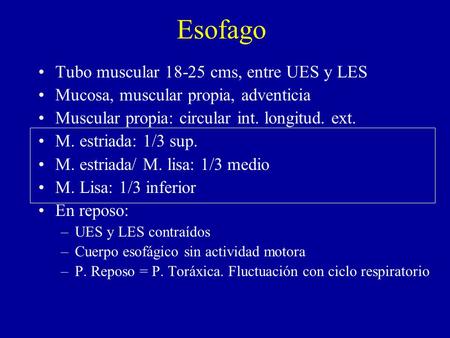 Esofago Tubo muscular cms, entre UES y LES