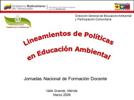 Lineamientos de Políticas en Educación Ambiental