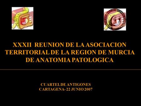 XXXII REUNION DE LA ASOCIACION TERRITORIAL DE LA REGION DE MURCIA DE ANATOMIA PATOLOGICA CUARTEL DE ANTIGONES CARTAGENA- 22 JUNIO 2007.