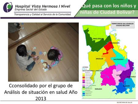 ¿ Qué pasa con los niños y niñasde CiudadBolívar? Cconsolidado por el grupo de Análisis de situación en salud Año 2013.