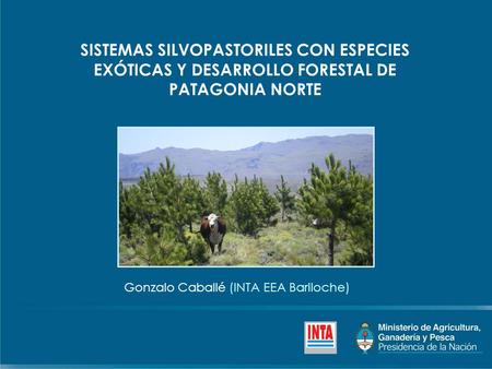 SISTEMAS SILVOPASTORILES CON ESPECIES EXÓTICAS Y DESARROLLO FORESTAL DE PATAGONIA NORTE Gonzalo Caballé (INTA EEA Bariloche)