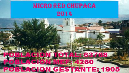 MICRO RED CHUPACA 2014. FINALIDAD / ACTIVIDADUNIDAD DE MEDIDA META FISICA ANUAL - 408 RVM LOGRADO 2012LOGRADO 2013LOGRADO 2014% ANUAL 2014 GESTANTE ATENDIDAGestante.
