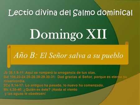 Lectio divina del Salmo dominical