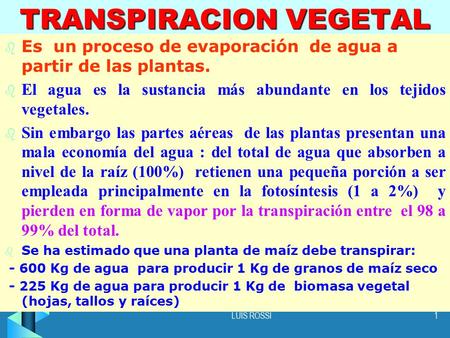 TRANSPIRACION VEGETAL