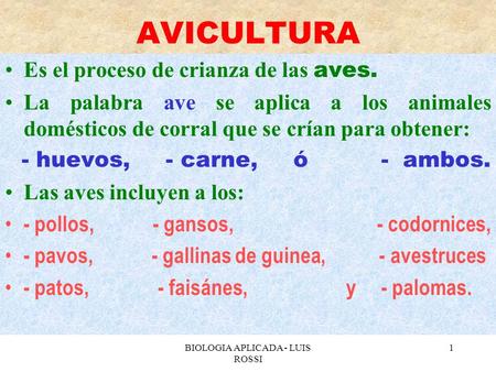 BIOLOGIA APLICADA - LUIS ROSSI