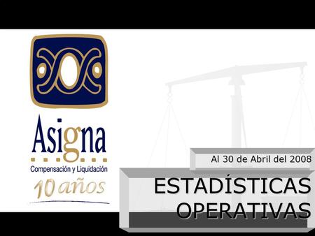 ESTADÍSTICAS OPERATIVAS Al 30 de Abril del 2008. Contenido Principales Indicadores 2007-2008 Cifras acumuladas 2008, Promedios Diarios 2008, Máximos Promedio.