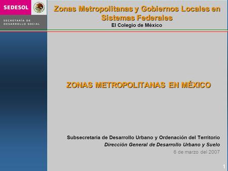 ZONAS METROPOLITANAS EN MÉXICO