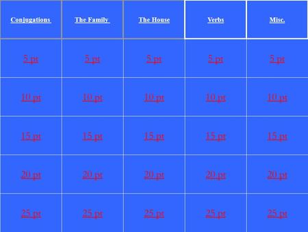 1 10 pt 15 pt 20 pt 25 pt 5 pt 10 pt 15 pt 20 pt 25 pt 5 pt 10 pt 15 pt 20 pt 25 pt 5 pt 10 pt 15 pt 20 pt 25 pt 5 pt 10 pt 15 pt 20 pt 25 pt 5 pt ConjugationsThe.