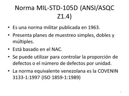 Norma MIL-STD-105D (ANSI/ASQC Z1.4)