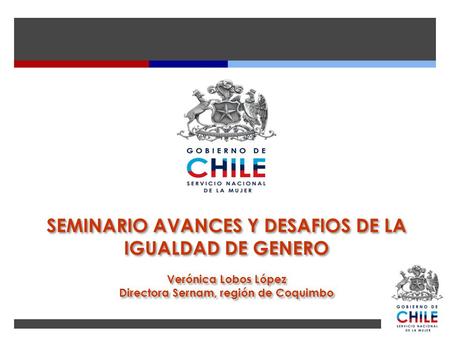 SEMINARIO AVANCES Y DESAFIOS DE LA IGUALDAD DE GENERO Verónica Lobos López Directora Sernam, región de Coquimbo SEMINARIO AVANCES Y DESAFIOS DE LA IGUALDAD.