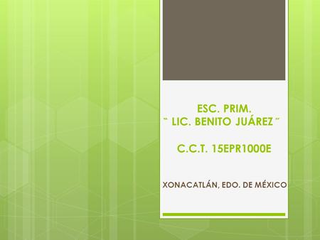 ESC. PRIM. ̏ LIC. BENITO JUÁREZ ̋̋ C.C.T. 15EPR1000E