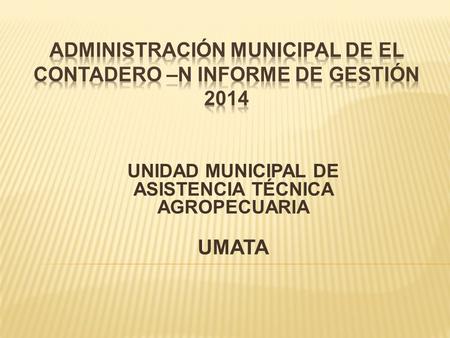 UNIDAD MUNICIPAL DE ASISTENCIA TÉCNICA AGROPECUARIA UMATA.