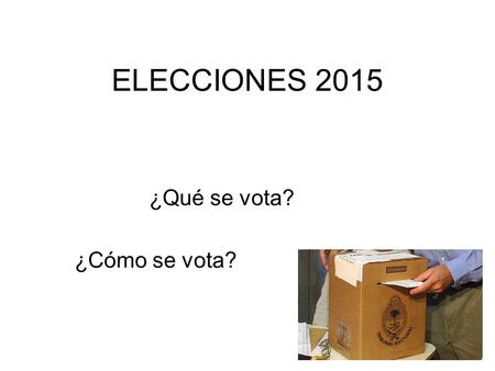 ELECCIONES 2015 ¿Qué se vota? ¿Cómo se vota?.