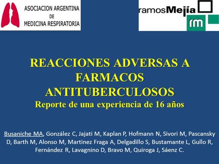REACCIONES ADVERSAS A FARMACOS ANTITUBERCULOSOS