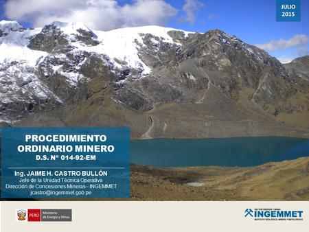 PROCEDIMIENTO ORDINARIO MINERO Ing. JAIME H. CASTRO BULLÓN