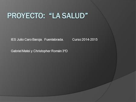 IES Julio Caro Baroja. Fuenlabrada. Curso 2014-2015 Gabriel Matei y Christopher Román 3ºD.