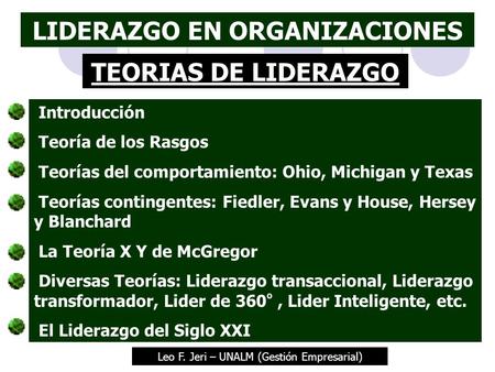 LIDERAZGO EN ORGANIZACIONES