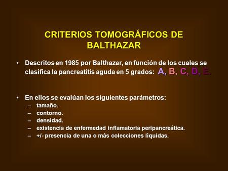 CRITERIOS TOMOGRÁFICOS DE BALTHAZAR