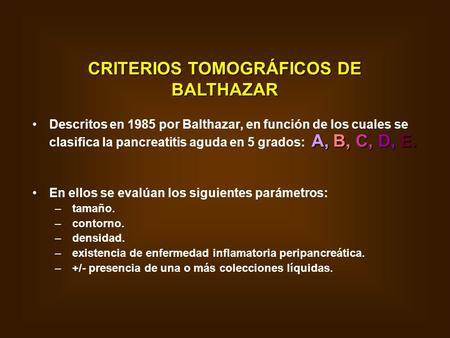 CRITERIOS TOMOGRÁFICOS DE BALTHAZAR