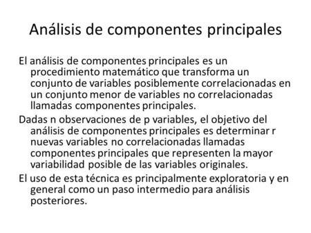 Análisis de componentes principales