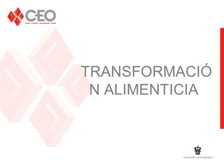 TRANSFORMACIÓ N ALIMENTICIA. Elaborador y responsable del estudio: Centro de Estudios de Mercadotecnia y Opinión de la Universidad de Guadalajara Fecha.