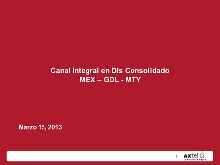 Estoy Comprometido Honestamente a Servir, Comunicar e Innovar. Canal Integral en DIs Consolidado MEX – GDL - MTY 1 Marzo 15, 2013.
