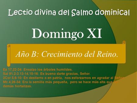 Lectio divina del Salmo dominical