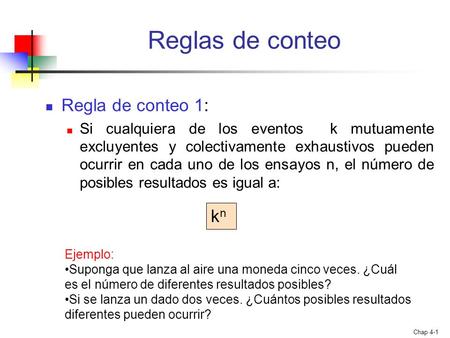 Reglas de conteo Regla de conteo 1: kn