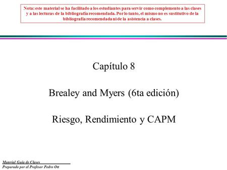 Brealey and Myers (6ta edición) Riesgo, Rendimiento y CAPM