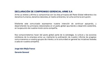 DECLARACIÓN DE COMPROMISO GERENCIAL ARME S.A