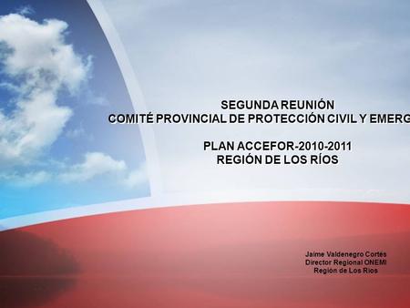 SEGUNDA REUNIÓN COMITÉ PROVINCIAL DE PROTECCIÓN CIVIL Y EMERGENCIA PLAN ACCEFOR-2010-2011 REGIÓN DE LOS RÍOS SEGUNDA REUNIÓN COMITÉ PROVINCIAL DE PROTECCIÓN.