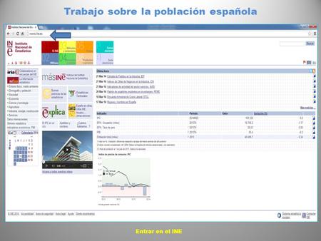 Trabajo sobre la población española Entrar en el INE.