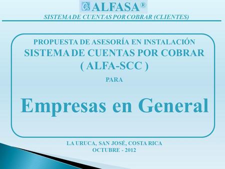 Empresas en General ( ALFA-SCC ) SISTEMA DE CUENTAS POR COBRAR