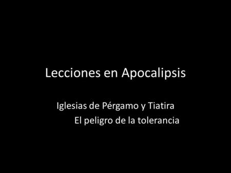 Lecciones en Apocalipsis