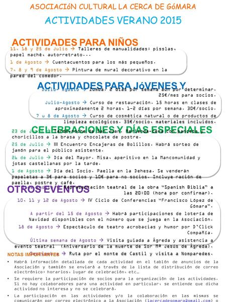 ASOCIACIóN CULTURAL LA CERCA DE GóMARA