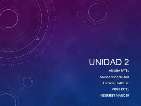 UNIDAD 2 ANISHA PATEL SALMAN MANZOOR ASHWIN UPADHYE VIDHI PATEL INDERJEET MANDER.