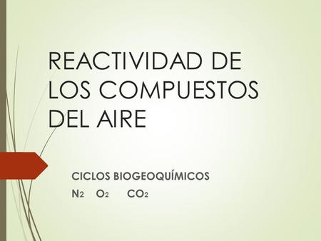 REACTIVIDAD DE LOS COMPUESTOS DEL AIRE